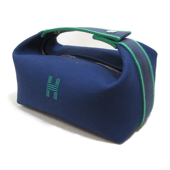 HERMES Brid A Black PM Pouch Accessory Handbag le Bag Blue - Picture 3 of 9